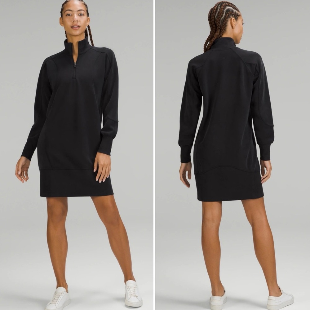Lululemon Softstreme Long Sleeve Half Zip Mini Dress Black Size 8